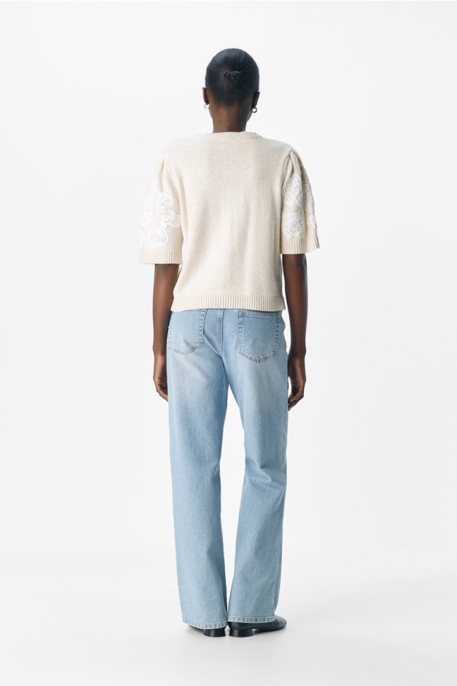OBJJANE 2/4 RE KNIT CARDIGAN 140 23047229 White sand/Mel. w.